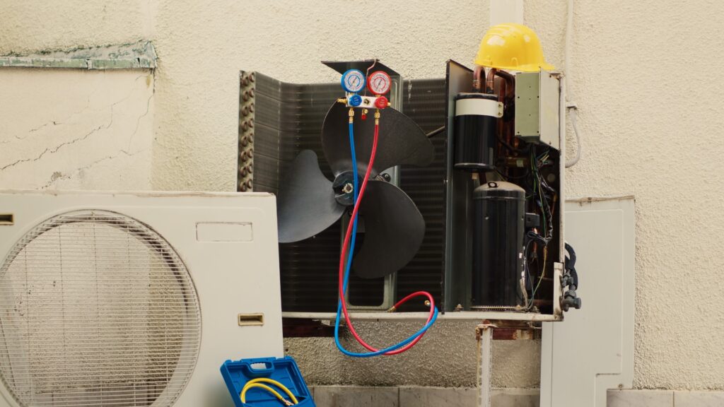 damaged external air cooling unit