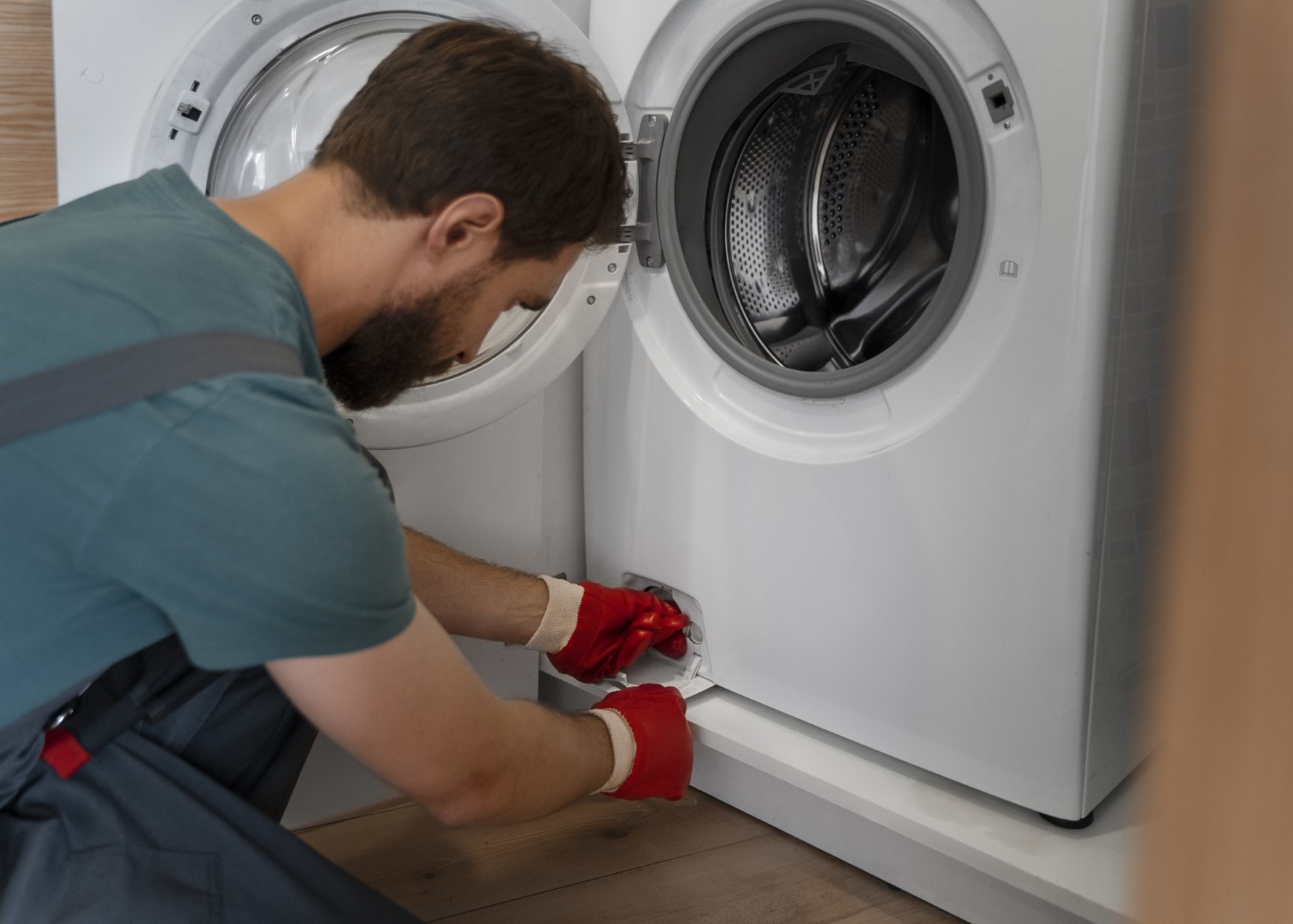 side view man working as plumber